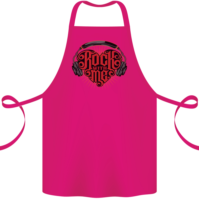 Rock With Me Heavy Metal Music Guitar Cotton Apron 100% Organic Pink