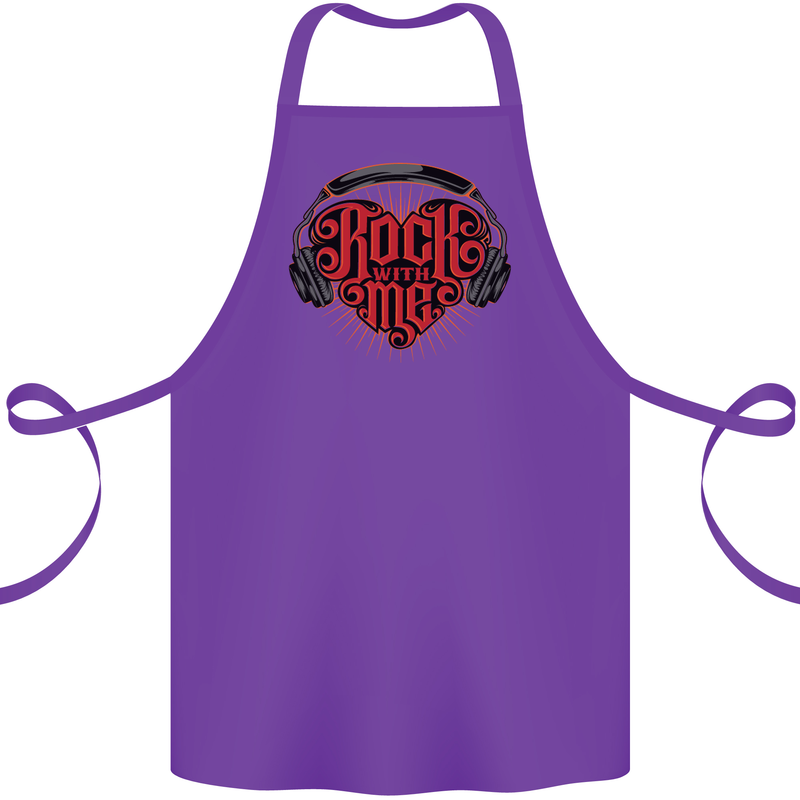 Rock With Me Heavy Metal Music Guitar Cotton Apron 100% Organic Purple
