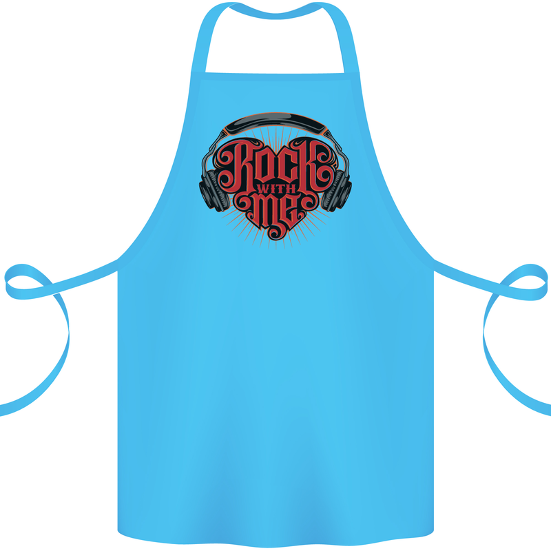 Rock With Me Heavy Metal Music Guitar Cotton Apron 100% Organic Turquoise