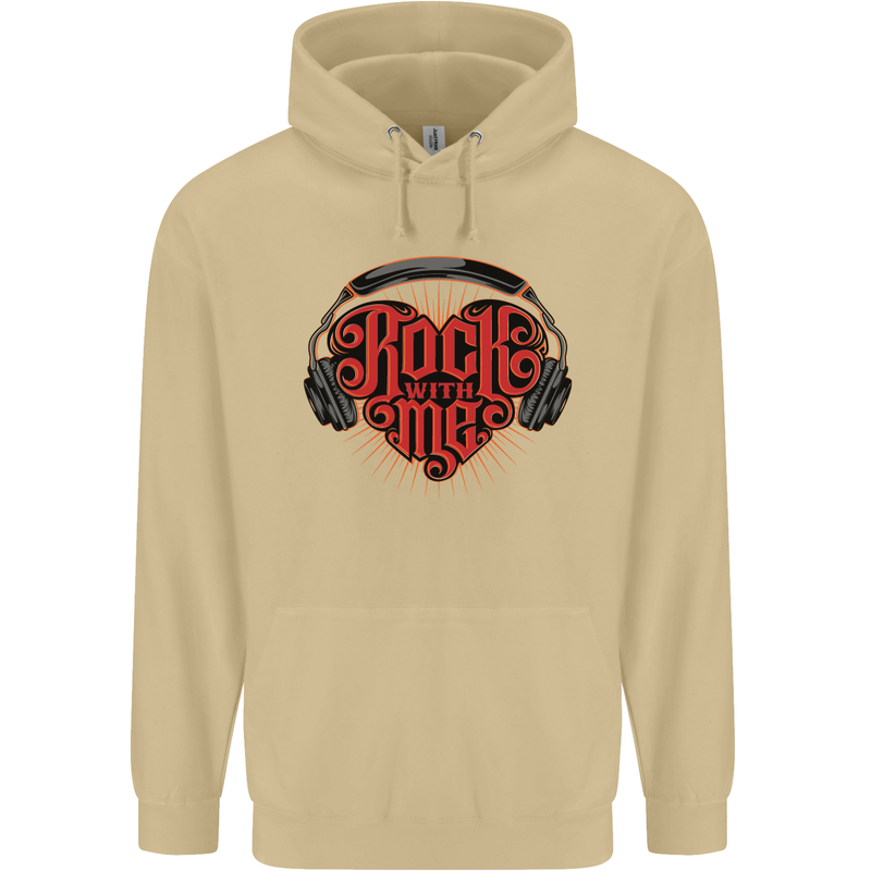 Rock With Me Heavy Metal Music Guitar Mens 80% Cotton Hoodie Sand