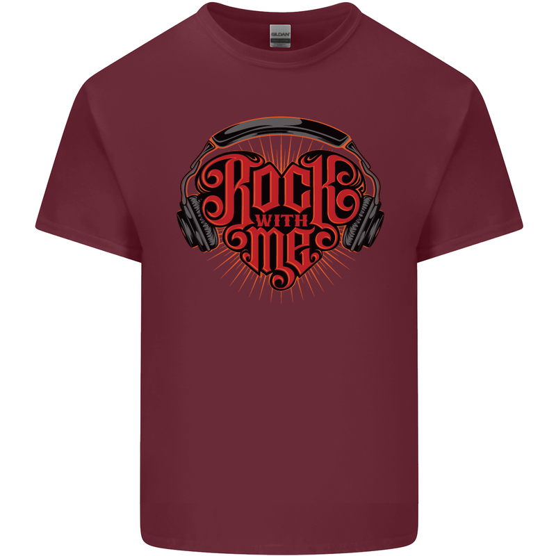 Rock With Me Heavy Metal Music Guitar Mens Cotton T-Shirt Tee Top Maroon