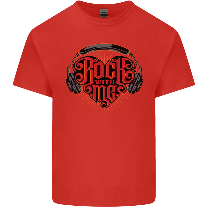 Rock With Me Heavy Metal Music Guitar Mens Cotton T-Shirt Tee Top Red