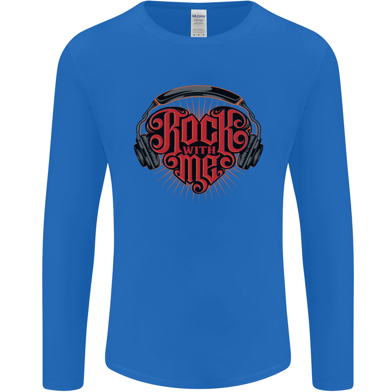 Rock With Me Heavy Metal Music Guitar Mens Long Sleeve T-Shirt Royal Blue