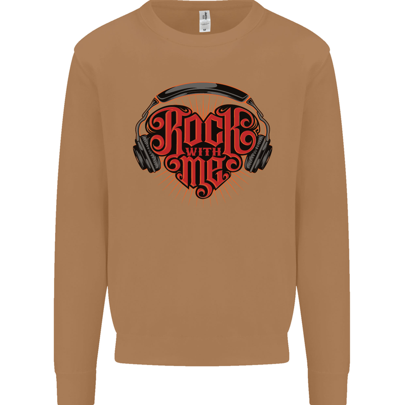 Rock With Me Heavy Metal Music Guitar Mens Sweatshirt Jumper Caramel Latte