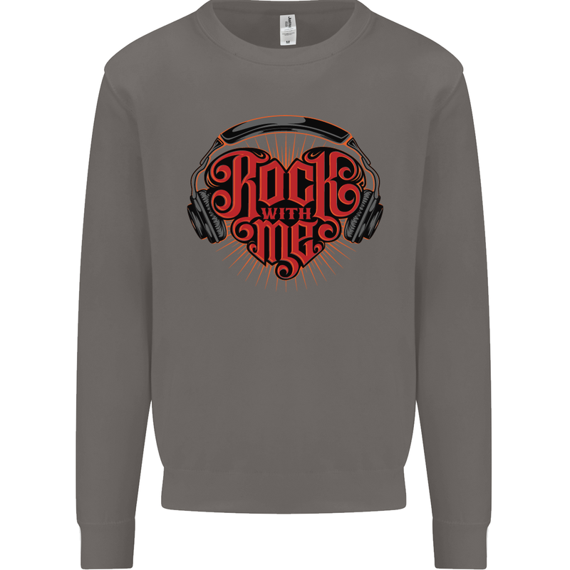 Rock With Me Heavy Metal Music Guitar Mens Sweatshirt Jumper Charcoal