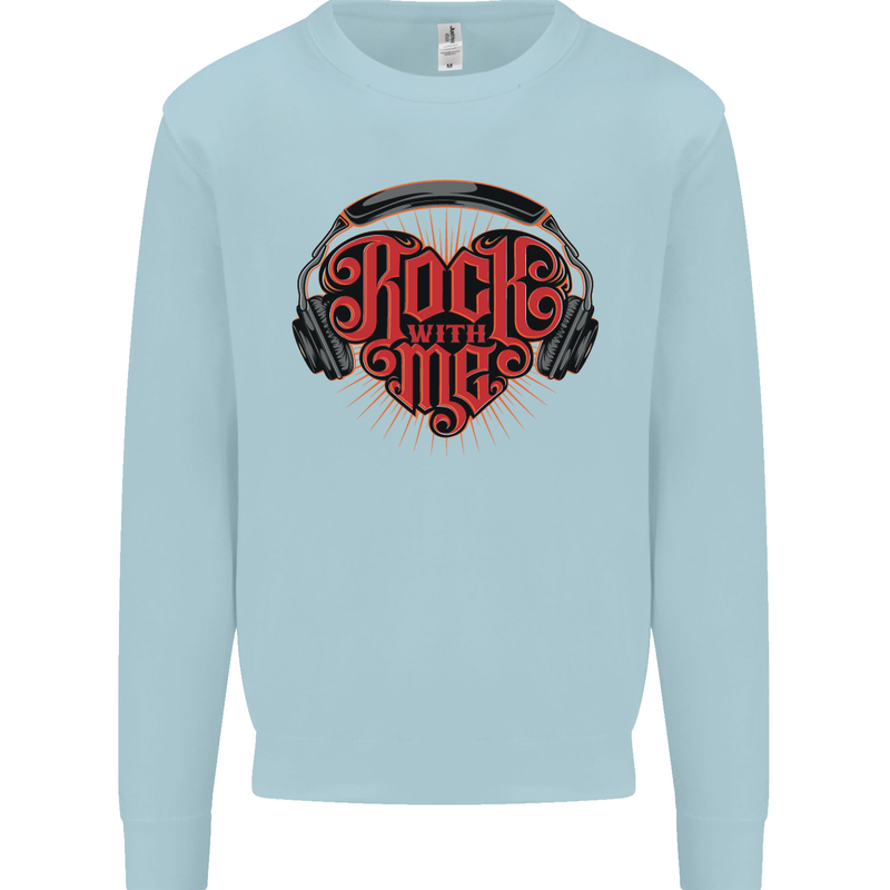 Rock With Me Heavy Metal Music Guitar Mens Sweatshirt Jumper Light Blue
