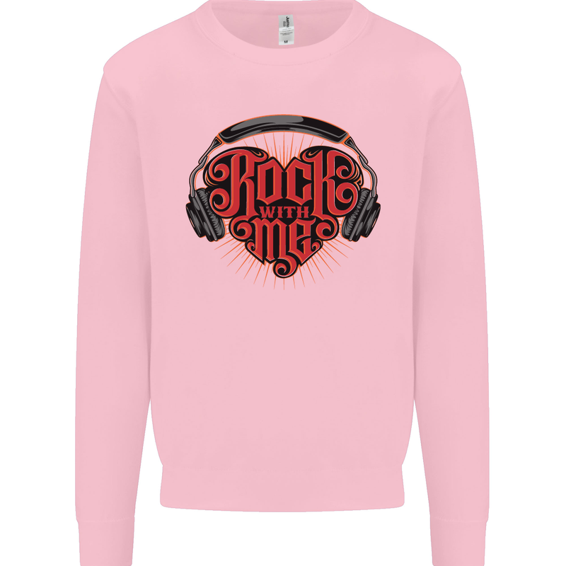 Rock With Me Heavy Metal Music Guitar Mens Sweatshirt Jumper Light Pink