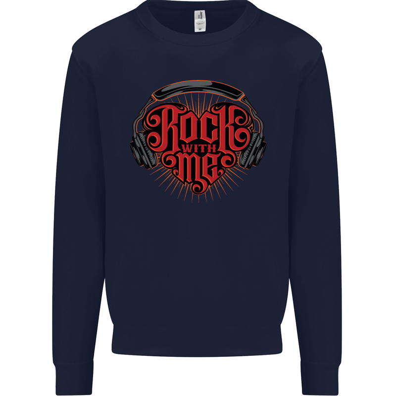 Rock With Me Heavy Metal Music Guitar Mens Sweatshirt Jumper Navy Blue