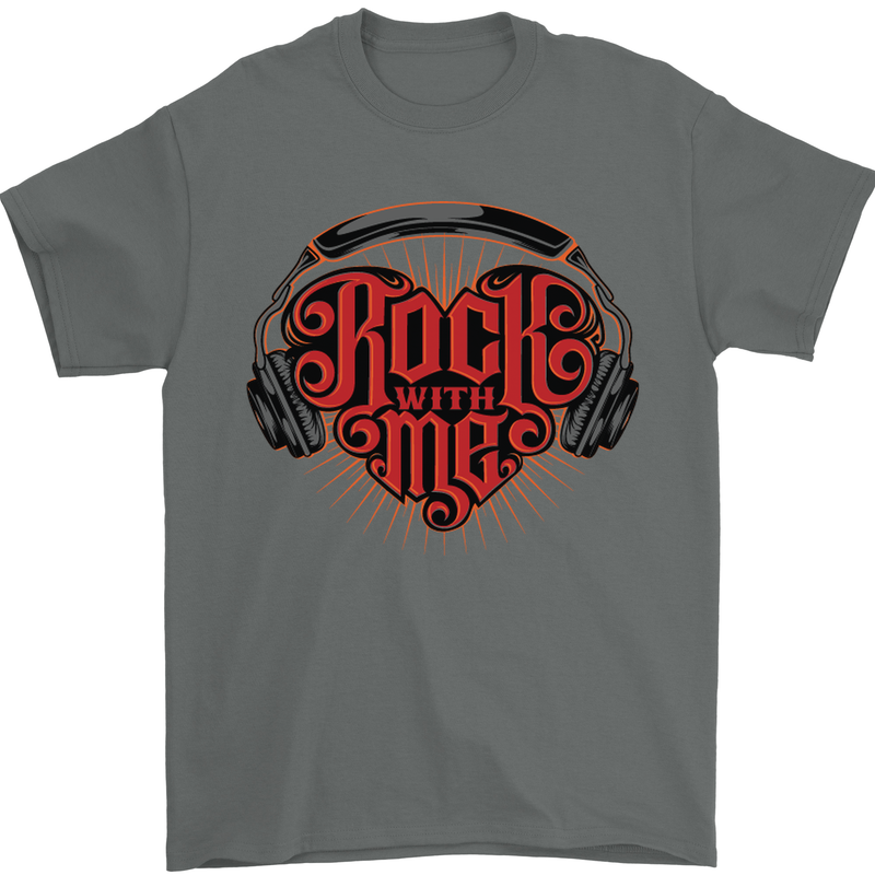 Rock With Me Heavy Metal Music Guitar Mens T-Shirt Cotton Gildan Charcoal