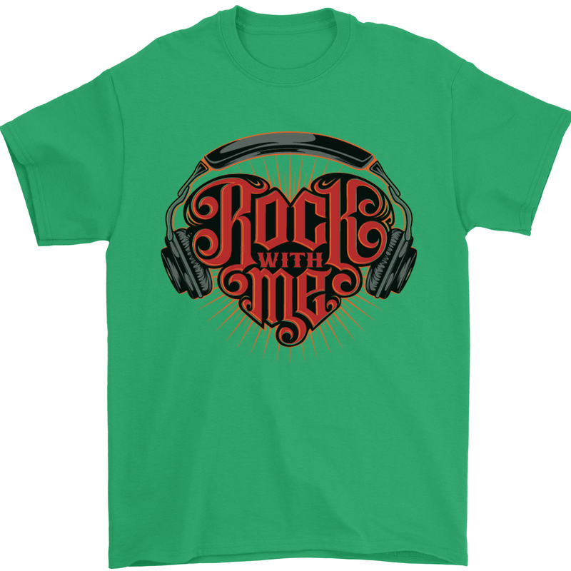 Rock With Me Heavy Metal Music Guitar Mens T-Shirt Cotton Gildan Irish Green