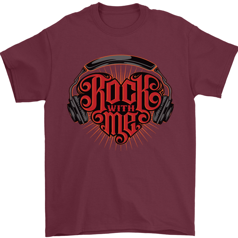 Rock With Me Heavy Metal Music Guitar Mens T-Shirt Cotton Gildan Maroon