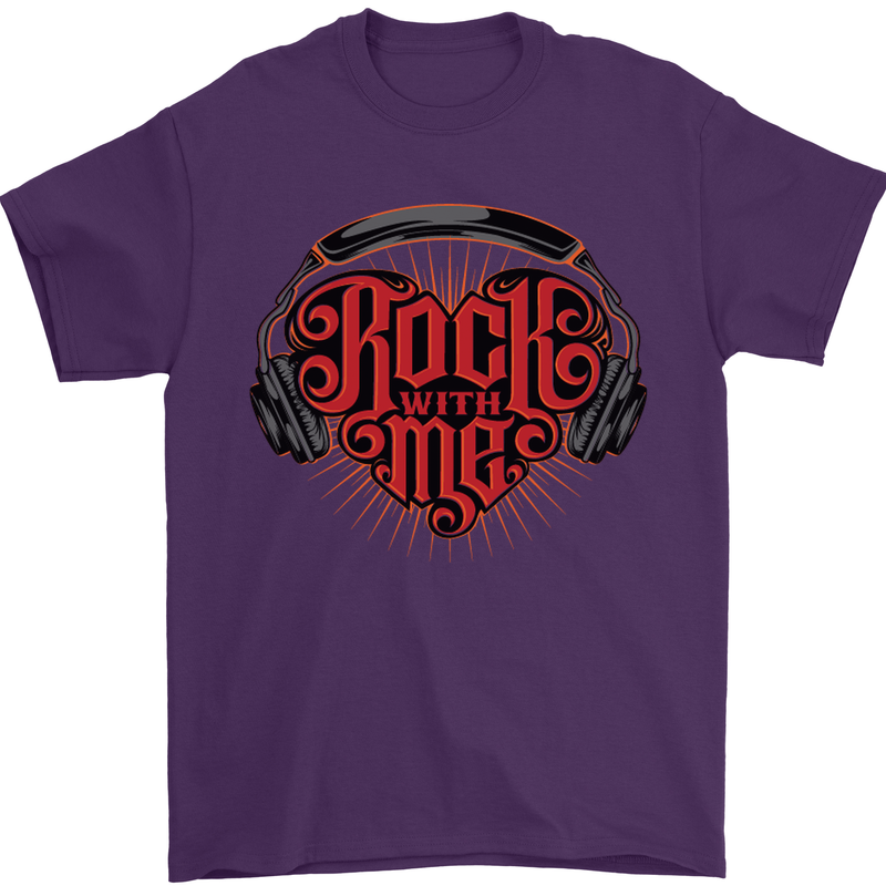 Rock With Me Heavy Metal Music Guitar Mens T-Shirt Cotton Gildan Purple
