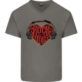Rock With Me Heavy Metal Music Guitar Mens V-Neck Cotton T-Shirt Charcoal
