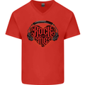Rock With Me Heavy Metal Music Guitar Mens V-Neck Cotton T-Shirt Red