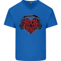 Rock With Me Heavy Metal Music Guitar Mens V-Neck Cotton T-Shirt Royal Blue