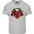 Rock With Me Heavy Metal Music Guitar Mens V-Neck Cotton T-Shirt Sports Grey