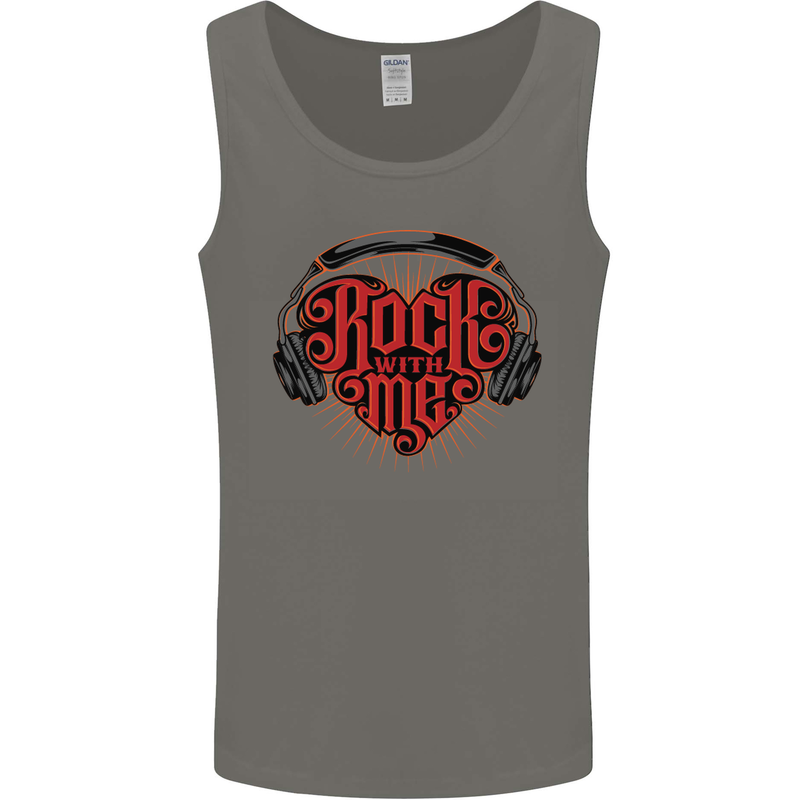 Rock With Me Heavy Metal Music Guitar Mens Vest Tank Top Charcoal