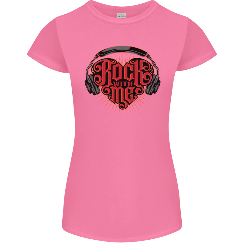 Rock With Me Heavy Metal Music Guitar Womens Petite Cut T-Shirt Azalea