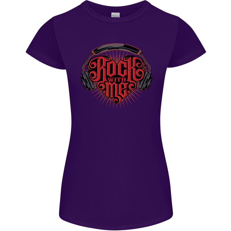 Rock With Me Heavy Metal Music Guitar Womens Petite Cut T-Shirt Purple