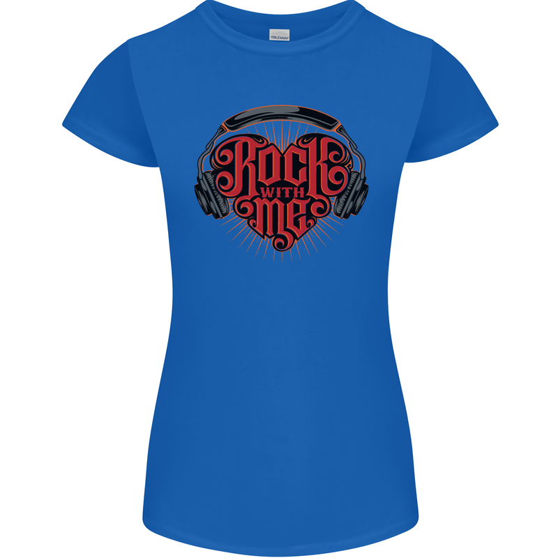 Rock With Me Heavy Metal Music Guitar Womens Petite Cut T-Shirt Royal Blue