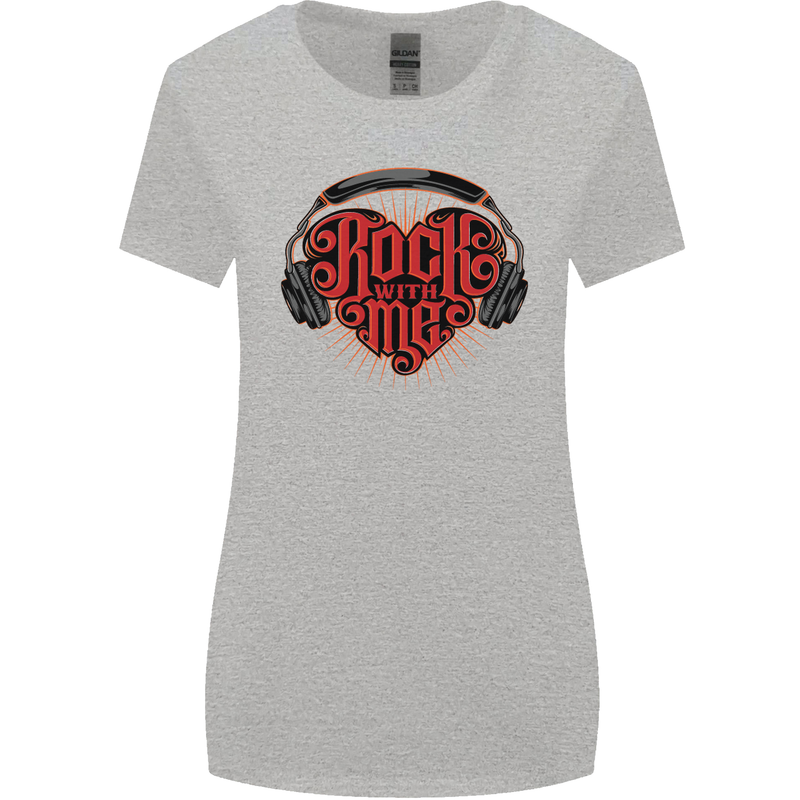 Rock With Me Heavy Metal Music Guitar Womens Wider Cut T-Shirt Sports Grey