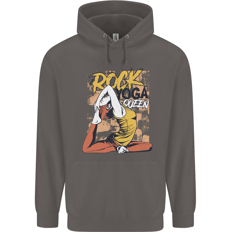 Rock Yoga Queen Mens 80% Cotton Hoodie Charcoal