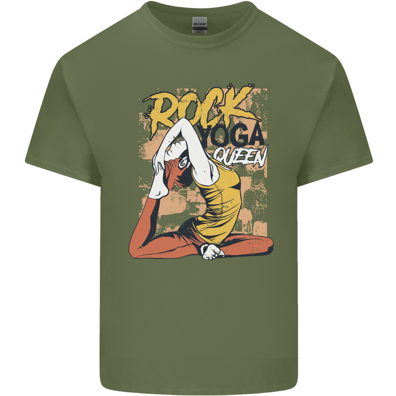 Rock Yoga Queen Mens Cotton T-Shirt Tee Top Military Green