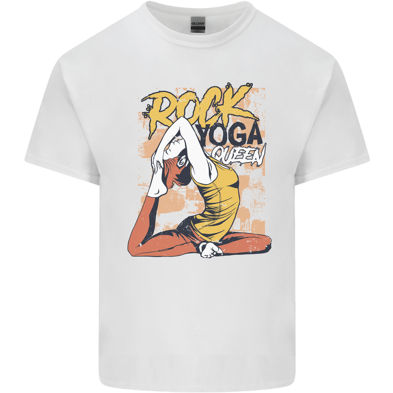 Rock Yoga Queen Mens Cotton T-Shirt Tee Top White