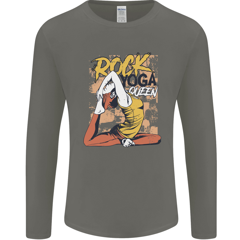 Rock Yoga Queen Mens Long Sleeve T-Shirt Charcoal