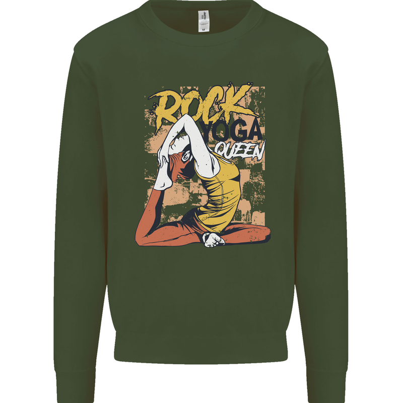 Rock Yoga Queen Mens Sweatshirt Jumper Forest Green