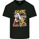 Rock Yoga Queen Mens V-Neck Cotton T-Shirt Black