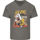 Rock Yoga Queen Mens V-Neck Cotton T-Shirt Charcoal