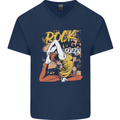 Rock Yoga Queen Mens V-Neck Cotton T-Shirt Navy Blue