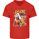 Rock Yoga Queen Mens V-Neck Cotton T-Shirt Red