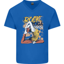 Rock Yoga Queen Mens V-Neck Cotton T-Shirt Royal Blue