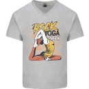 Rock Yoga Queen Mens V-Neck Cotton T-Shirt Sports Grey