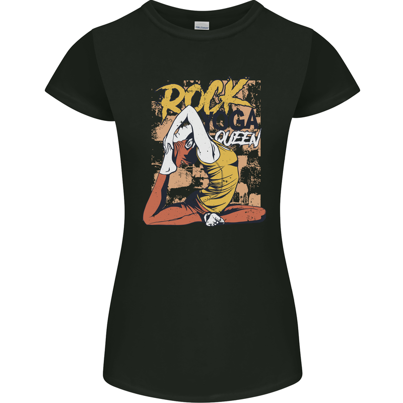 Rock Yoga Queen Womens Petite Cut T-Shirt Black