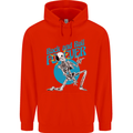 Rock & Roll Forever Air Guitar Skeleton Skull Childrens Kids Hoodie Bright Red