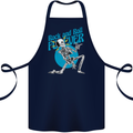 Rock & Roll Forever Air Guitar Skeleton Skull Cotton Apron 100% Organic Navy Blue