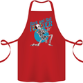 Rock & Roll Forever Air Guitar Skeleton Skull Cotton Apron 100% Organic Red