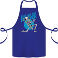 Rock & Roll Forever Air Guitar Skeleton Skull Cotton Apron 100% Organic Royal Blue