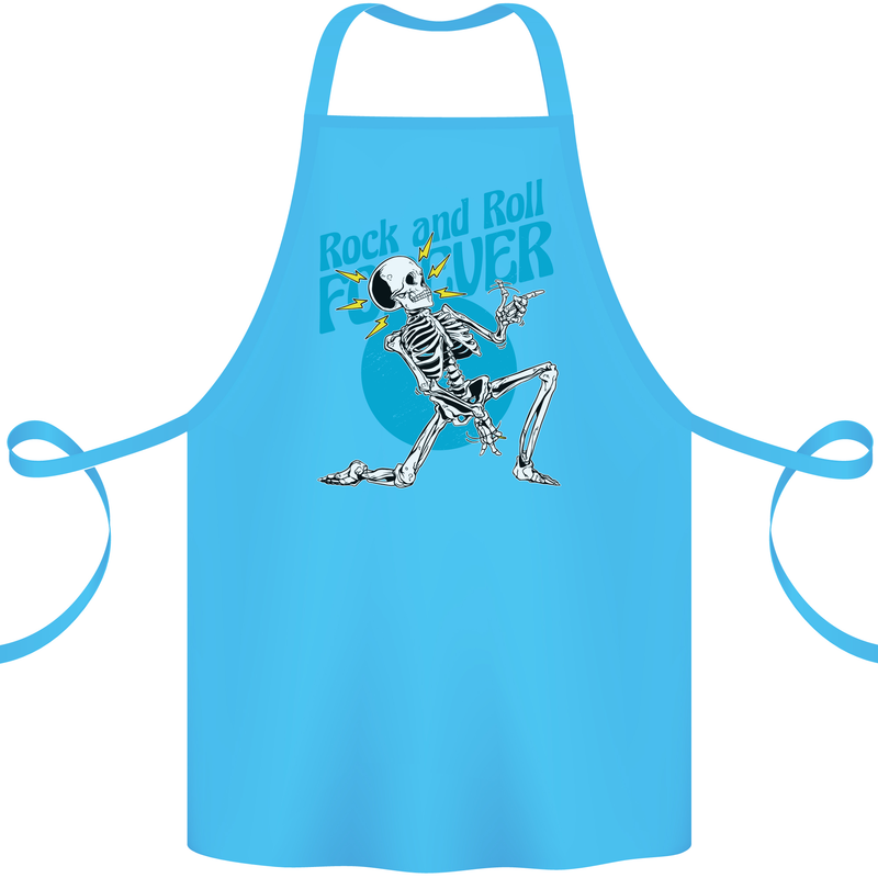 Rock & Roll Forever Air Guitar Skeleton Skull Cotton Apron 100% Organic Turquoise