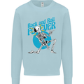 Rock & Roll Forever Air Guitar Skeleton Skull Kids Sweatshirt Jumper Light Blue