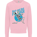 Rock & Roll Forever Air Guitar Skeleton Skull Kids Sweatshirt Jumper Light Pink