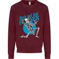 Rock & Roll Forever Air Guitar Skeleton Skull Kids Sweatshirt Jumper Maroon