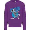 Rock & Roll Forever Air Guitar Skeleton Skull Kids Sweatshirt Jumper Purple