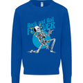 Rock & Roll Forever Air Guitar Skeleton Skull Kids Sweatshirt Jumper Royal Blue