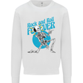 Rock & Roll Forever Air Guitar Skeleton Skull Kids Sweatshirt Jumper White