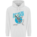 Rock & Roll Forever Air Guitar Skeleton Skull Mens 80% Cotton Hoodie White