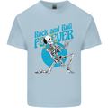 Rock & Roll Forever Air Guitar Skeleton Skull Mens Cotton T-Shirt Tee Top Light Blue